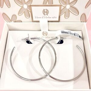 NWT- House of Harlow Silver Hoop Earrings New with Gift Box